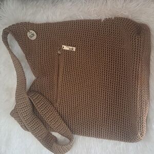 The Saks Boho Knit Crochet Brown Bag